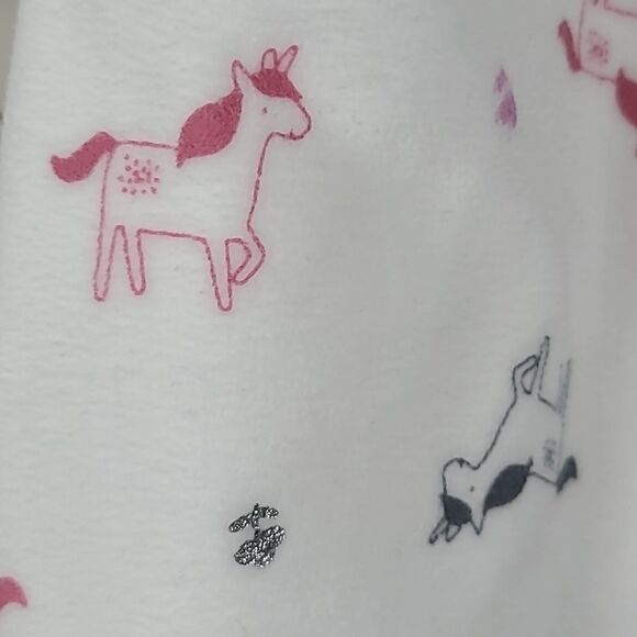 Carter's Girls 0-3M Soft Fleece White Unicorn One-Piece PJ Footie Winter Pajamas - Picture 4 of 7